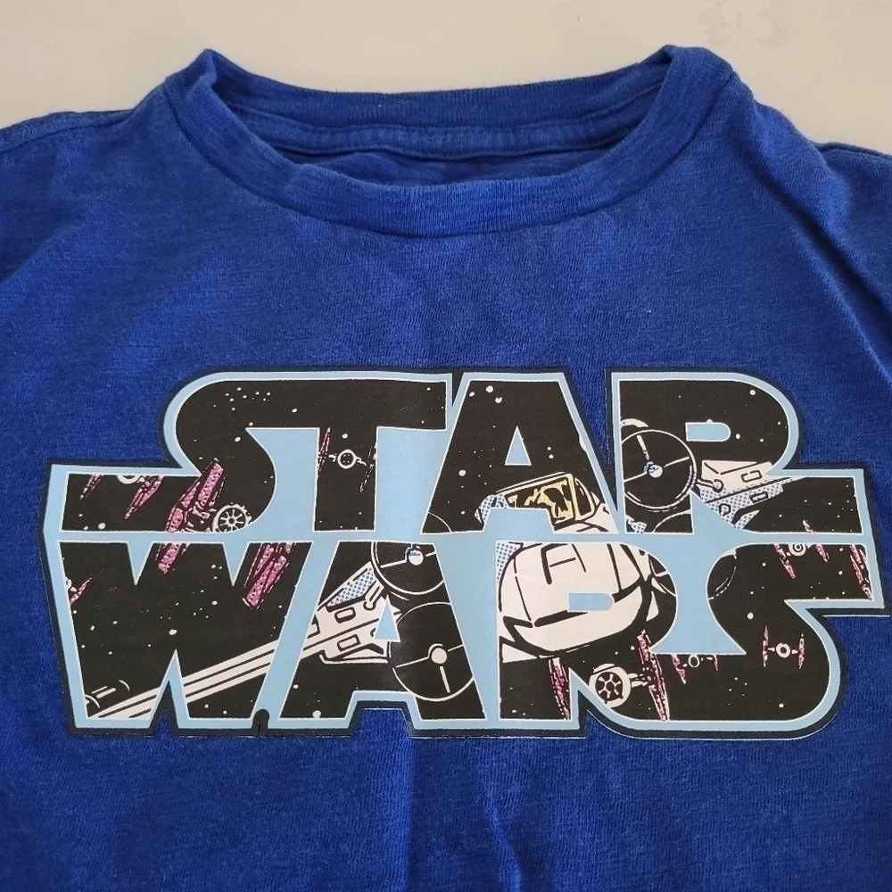 Gap Star Wars Blue Short-Sleeve Tee T-Shirt Size Boys Small X-wing 100% Cotton